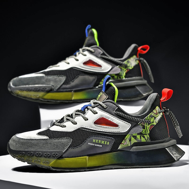 TEEK - Mens Chunky Running Shoes Breathable Sneakers SHOES theteekdotcom H2109 black 6.5 