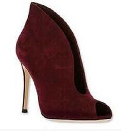 TEEK - Suede Peep Fetty Ankle Boots SHOES theteekdotcom wine red suede 5.5 