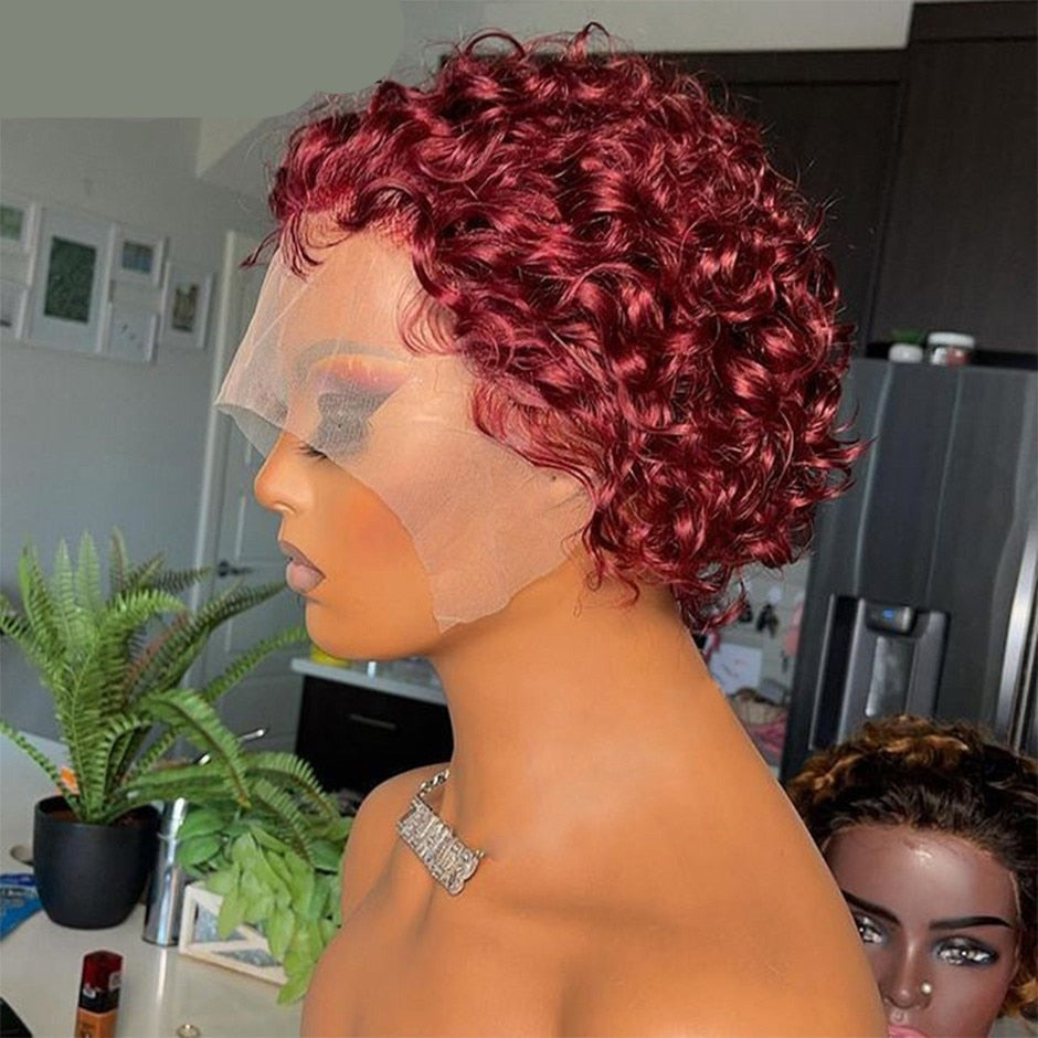TEEK - Burg Pixie 99J Curly Lace Front Wig HAIR theteekdotcom   