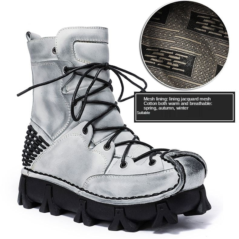 TEEK - Italian Desert Laced Motorcycle Boots SHOES theteekdotcom 2219 Gray cotton 7 Standard: 25-30 days