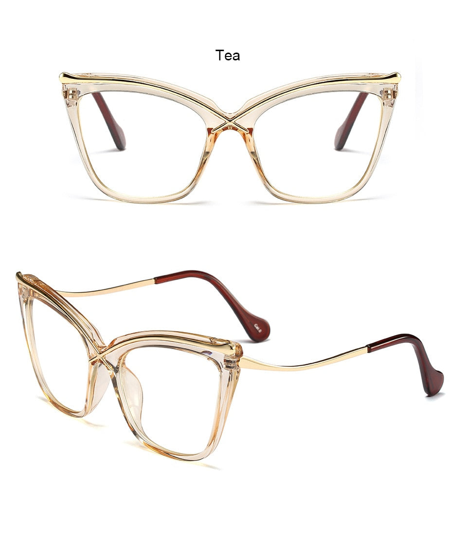 TEEK - Vintage Flower Cat Eyeglasses EYEGLASSES theteekdotcom C2 tea clear  