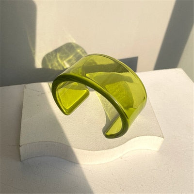 TEEK - Transparent Acrylic C Bangles | Various Colors JEWELRY theteekdotcom Wide Green  
