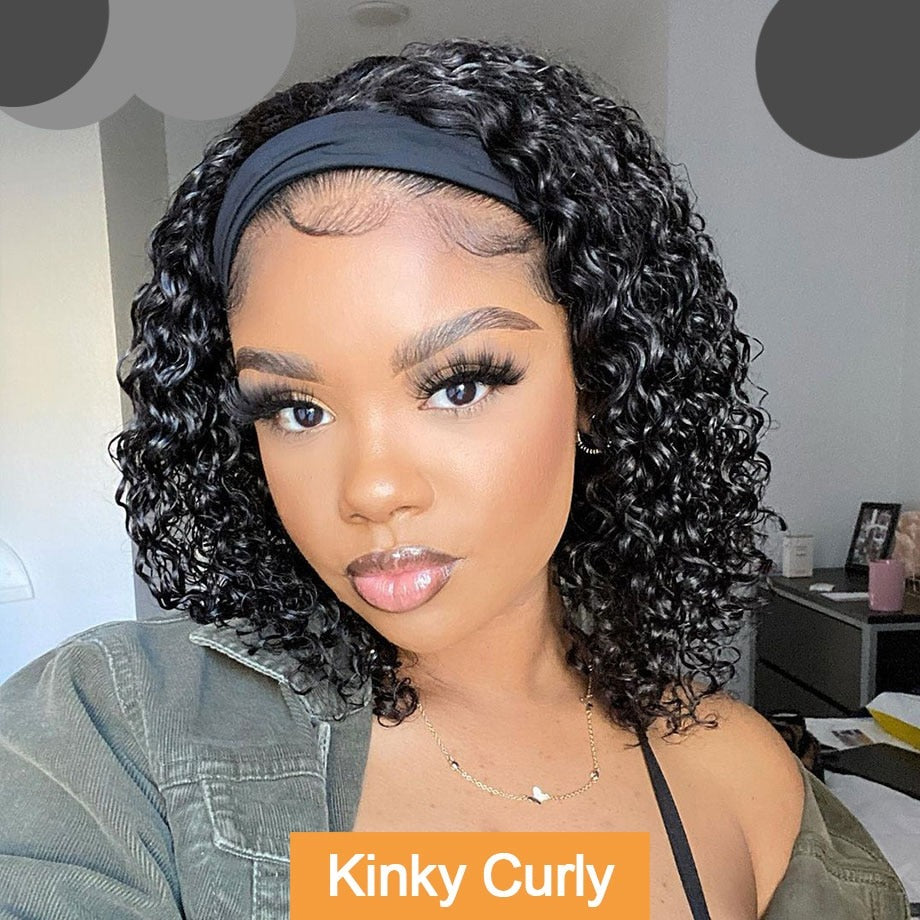 TEEK - Brazilian Kinky Curly Glue-less Headband Wig hair theteekdotcom 180 Density | Kinky Curly 8inches 