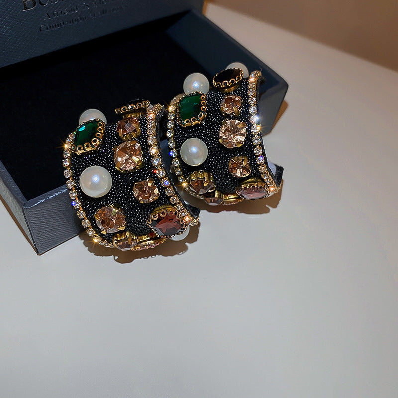 TEEK - Vintage Color Crystal Pearl Earrings JEWELRY theteekdotcom   