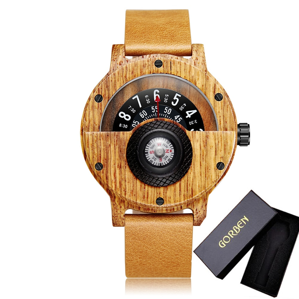 TEEK - Wood Compass Turn Mens Watch WATCH theteekdotcom Style 6 with box  