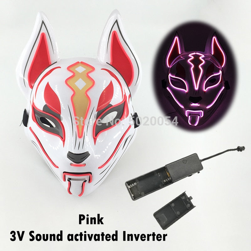 TEEK -  Glowing Anime LED Fox Mask MASK theteekdotcom pink 2  