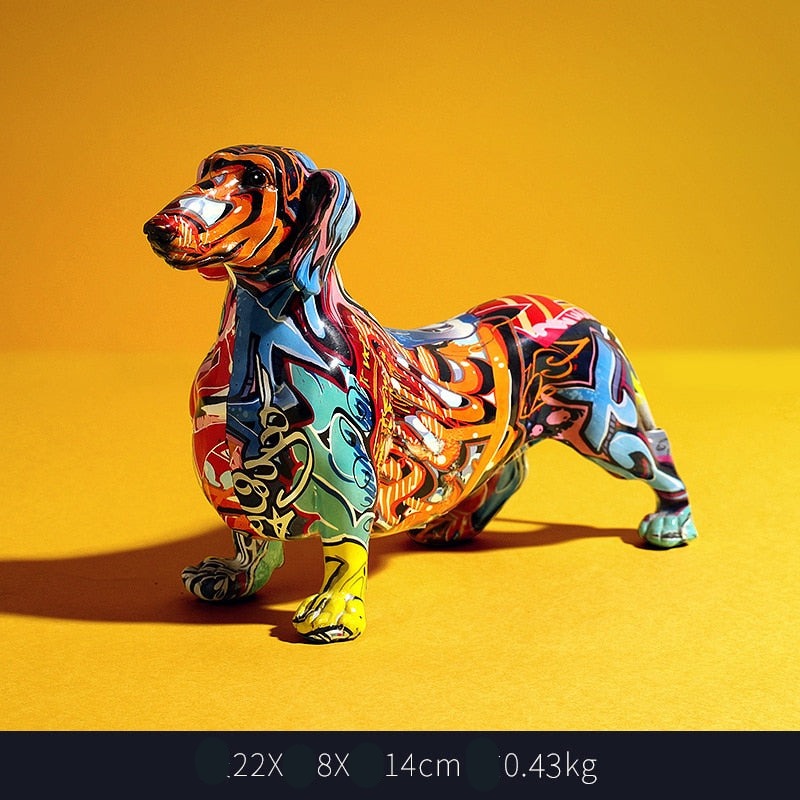 TEEK - Painted Colorful Dachshund Statue HOME DECOR theteekdotcom S - sausage dog  