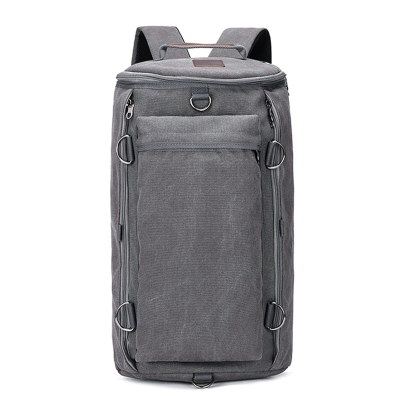 TEEK - Mens Canvas Bucket Backpack BAG theteekdotcom Gray 12.60x19.21x11.42in 