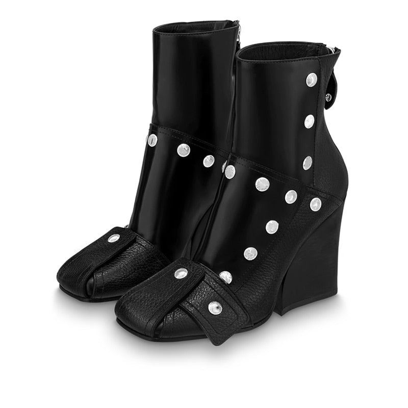 TEEK - Mixed Color Buckle Rivet Ankle Boots SHOES theteekdotcom   