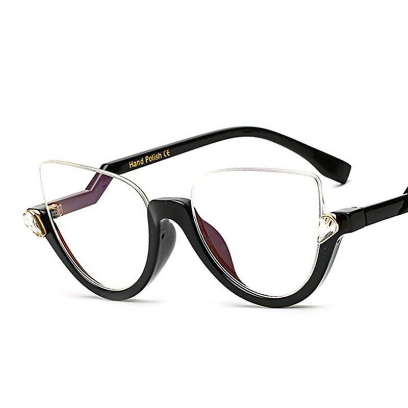 TEEK - Fashion Diamond Cat Eyeglasses EYEGLASSES theteekdotcom E303 black clear  