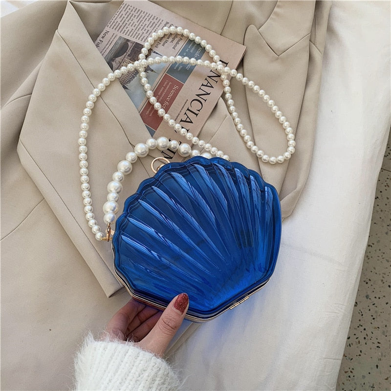 TEEK - Transparent Shell Pearl Handbag BAG theteekdotcom Blue  