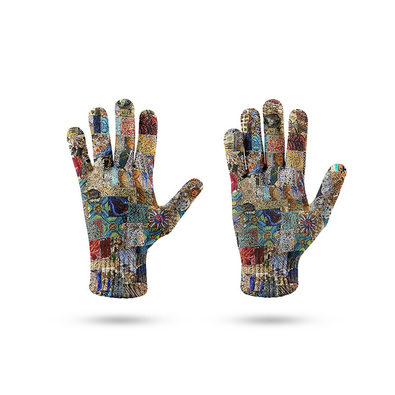 TEEK - Printed Pearl Agate 3D Knit Gloves GLOVES theteekdotcom   