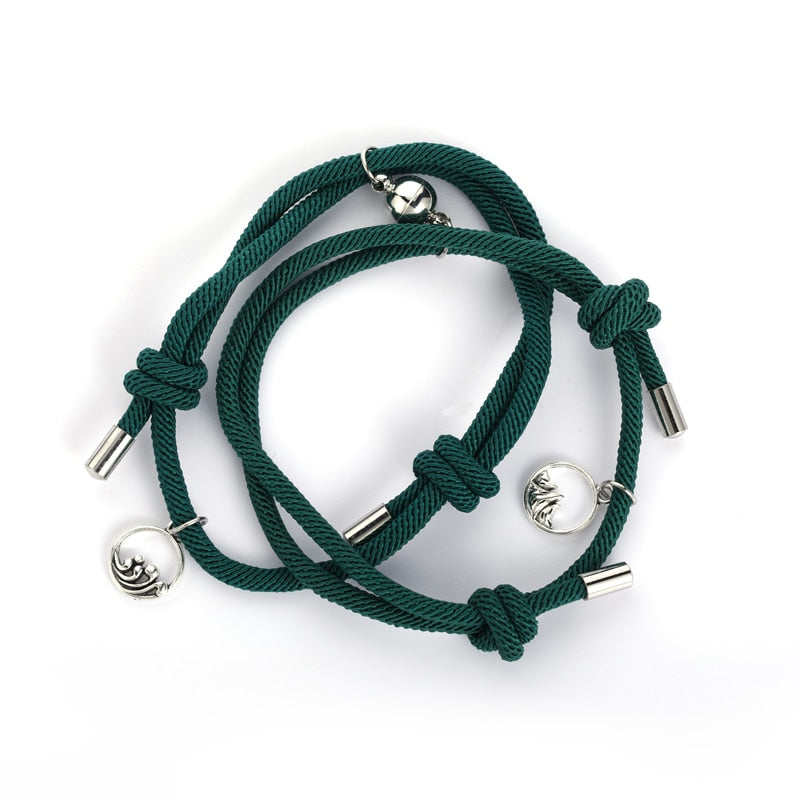 TEEK - Handmade Couple's Magnetic Bracelets JEWELRY theteekdotcom dark green adjustable 