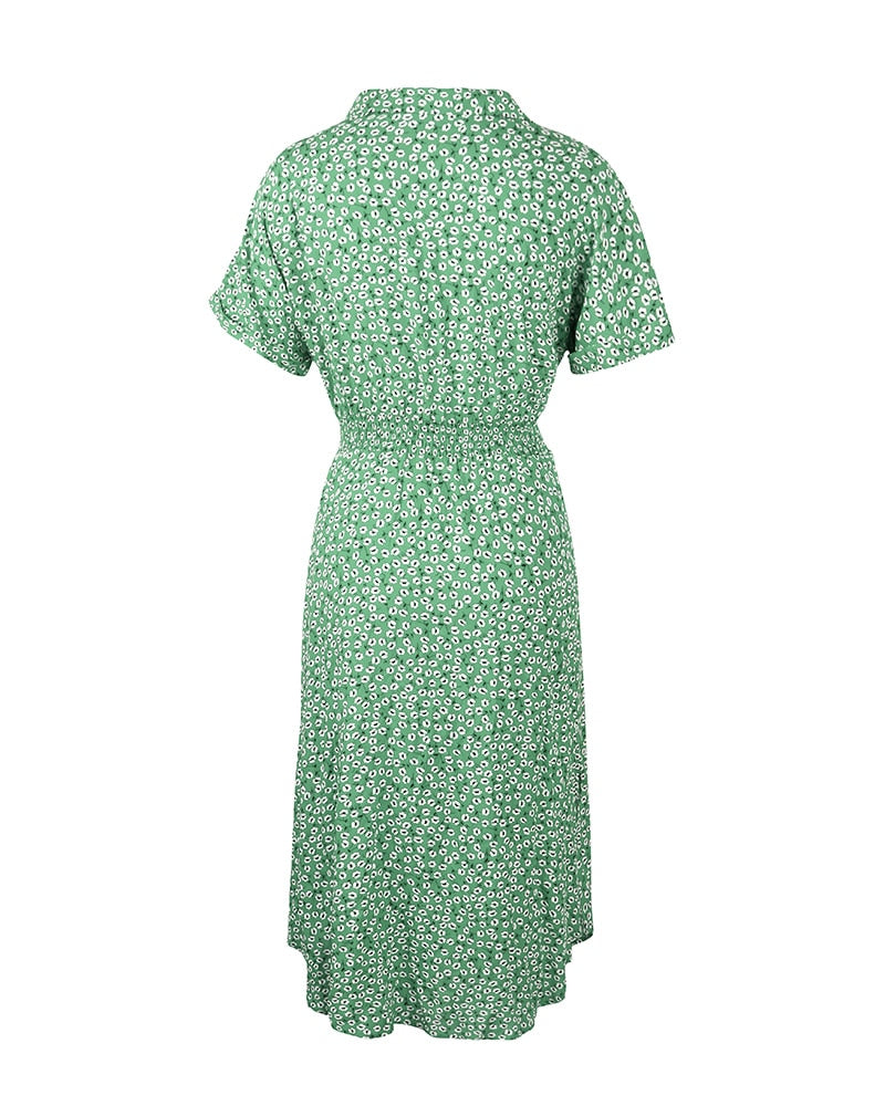 TEEK - Casual Short Sleeve Button Floral Print Dress DRESS theteekdotcom   