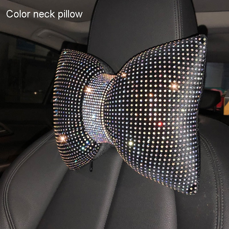 TEEK - Crystal Bowknot Car Support Cushions TRANSPORTATION theteekdotcom multicolor neck pillow  