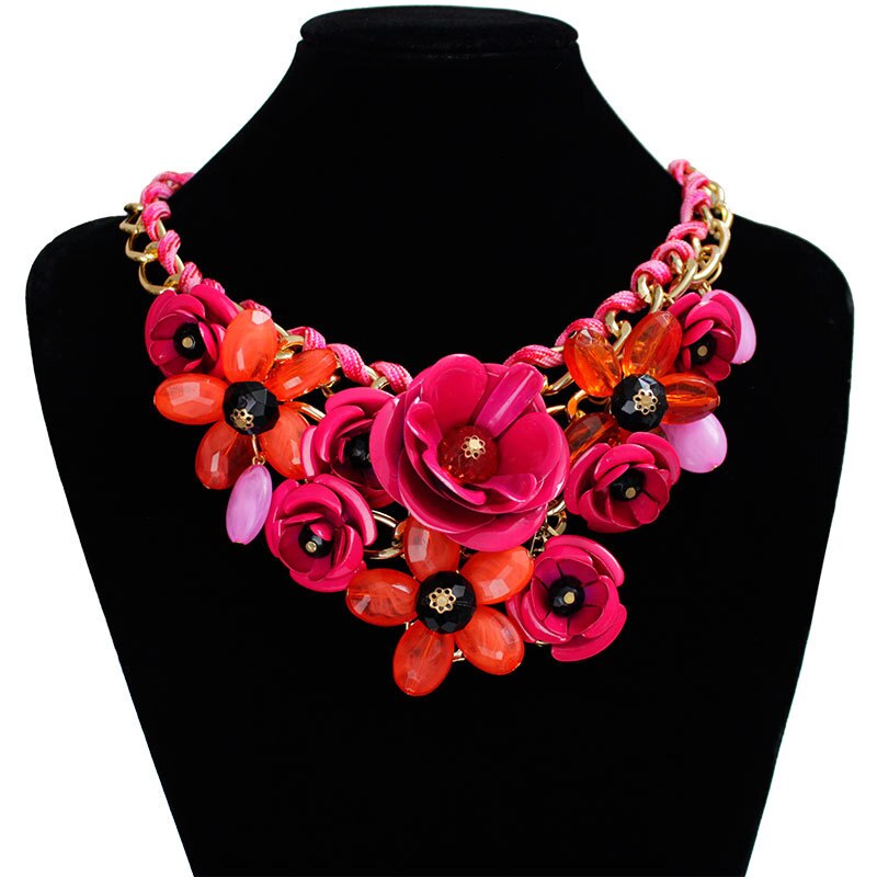 TEEK - Mixed Color Rose Flower Chain Necklace JEWELRY theteekdotcom rose red  