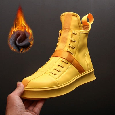TEEK - Mens Personality Platform High-Top Sneakers SHOES theteekdotcom yellow fleece 6 