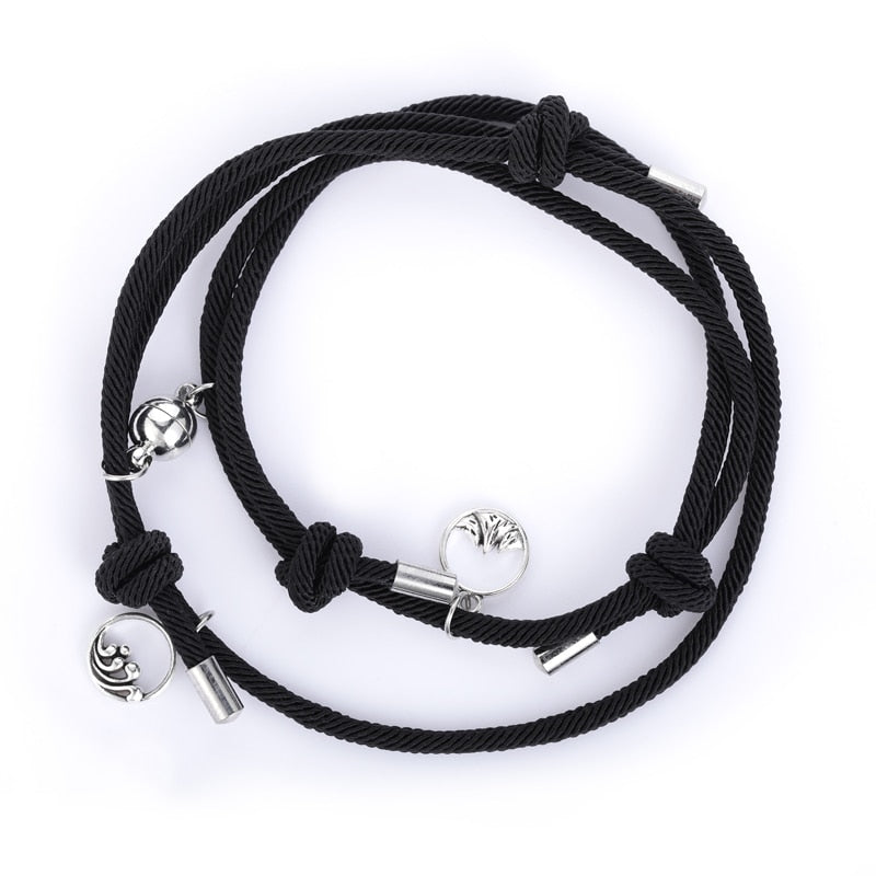 TEEK - Handmade Couple's Magnetic Bracelets JEWELRY theteekdotcom black adjustable 