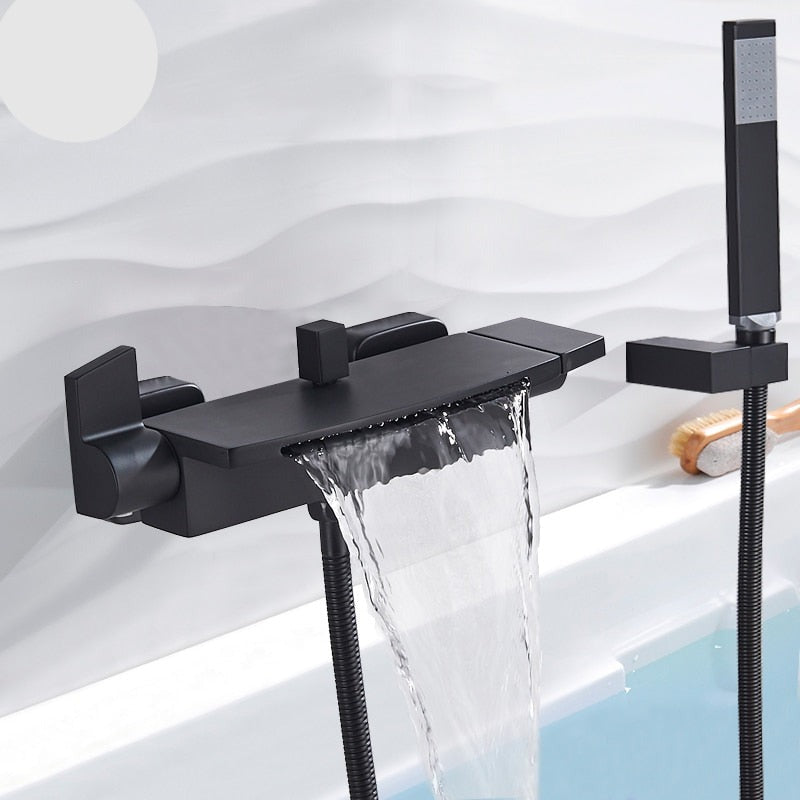 TEEK - Bathroom Tub Single Handle Waterfall Spout Faucet HOME DECOR theteekdotcom Black  