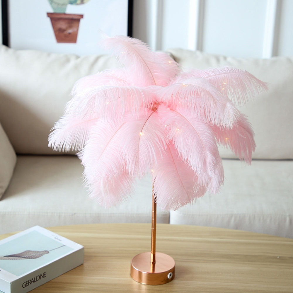 TEEK - Remote Control Feather Table Lamp  DIY LAMP theteekdotcom Pink Feather  