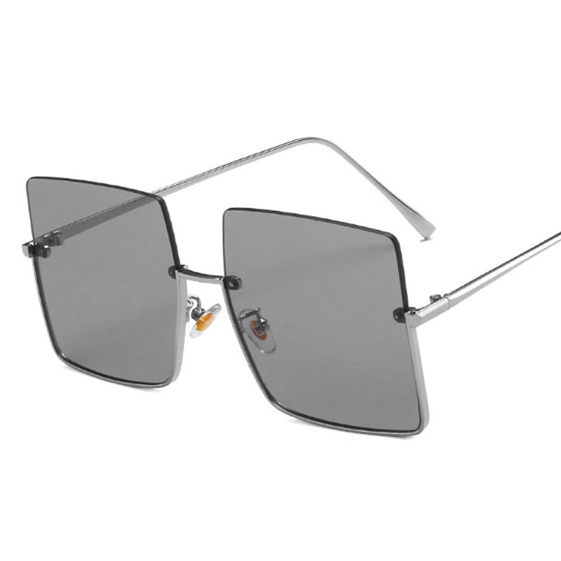TEEK - Bizzy Boss Bottom Frame Square Sunglasses EYEGLASSES theteekdotcom Silver Gray  