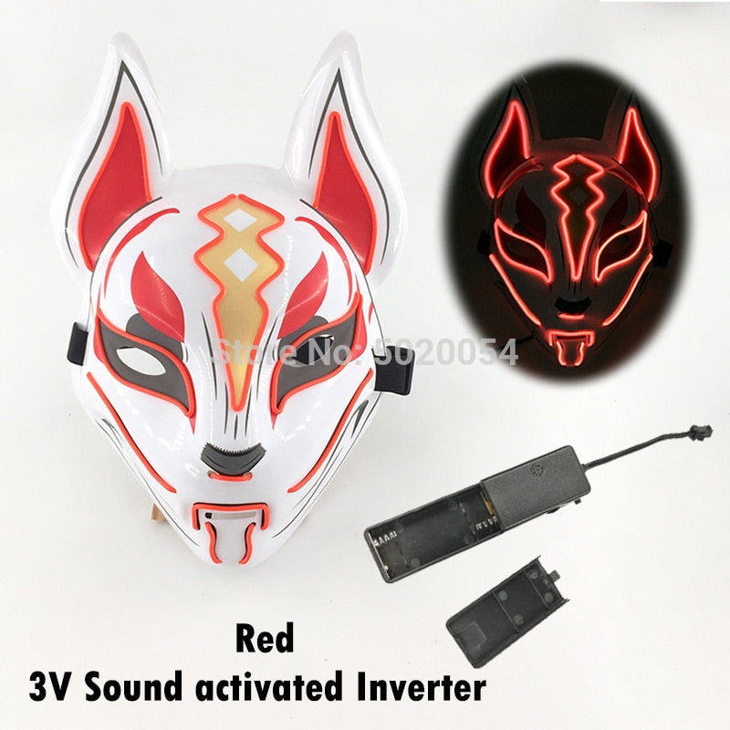 TEEK -  Glowing Anime LED Fox Mask MASK theteekdotcom red 2  