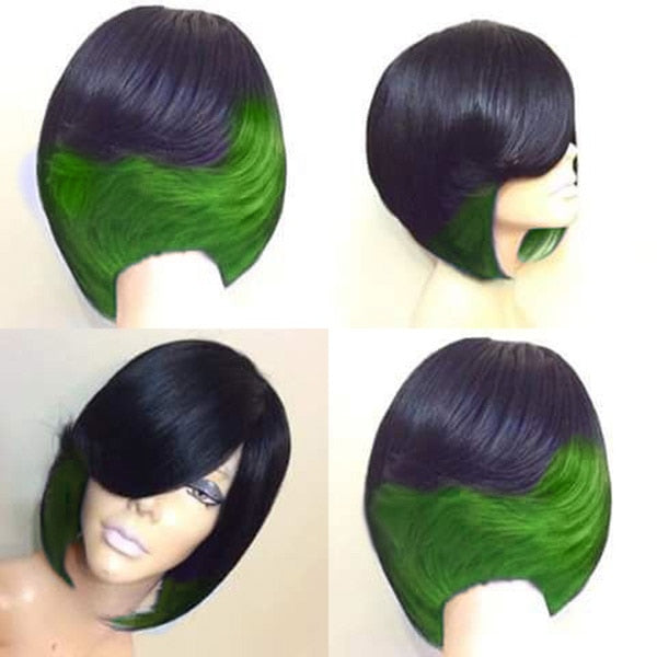 TEEK - Currency Color Short Bob Wig | Various Colors HAIR theteekdotcom Black and Green  