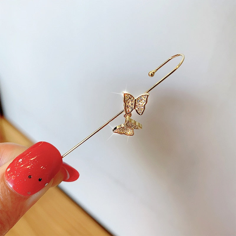 TEEK - Ear Needle Wrap Crawler Earrings JEWELRY theteekdotcom butterfly gold  