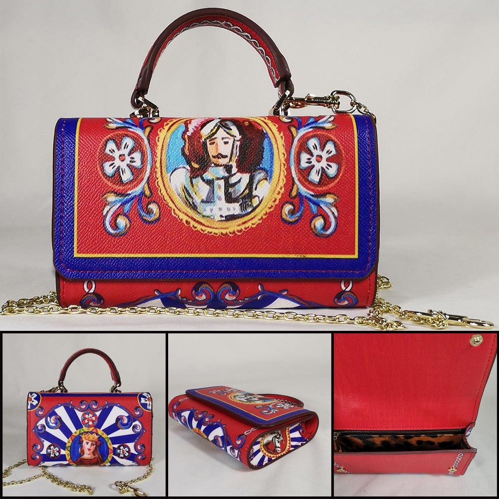 TEEK - Various Royal Printed Handbags BAG theteekdotcom 3 SM: 7.48in x 4.53in x 1.97in 