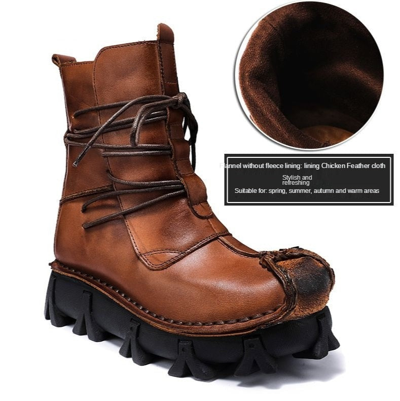 TEEK - Italian Desert Wrapped Laced Motorcycle Boots SHOES theteekdotcom 5519 Brown 7.5 Standard: 25-30 days