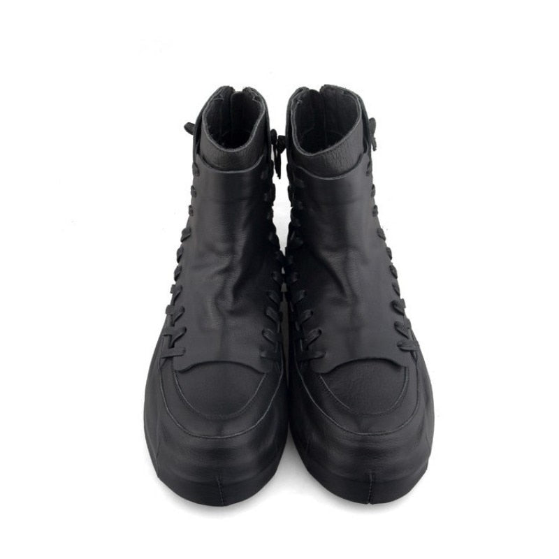 TEEK - Laced Stitch Black High-Top Shoes SHOES theteekdotcom   
