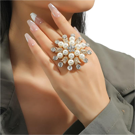 TEEK - Various Statement Crystal Flower Fashion Rings JEWELRY theteekdotcom 2 Resizable 