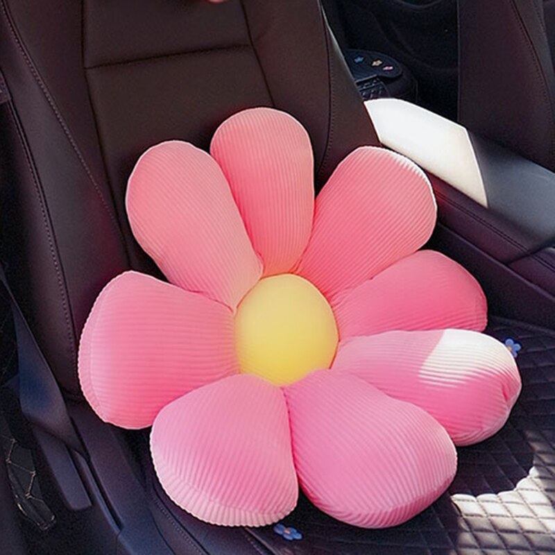 TEEK - Cornered Daisy Flower Car Cushions AUTO ACCESSORIES theteekdotcom Pink lumbar  
