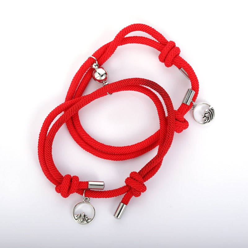 TEEK - Handmade Couple's Magnetic Bracelets JEWELRY theteekdotcom red adjustable 