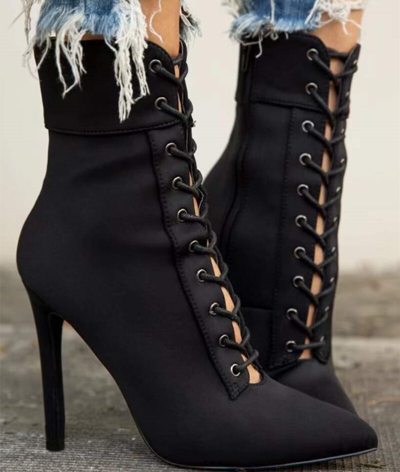 TEEK - Laced N Point Ankle Boots SHOES theteekdotcom black 5.5 