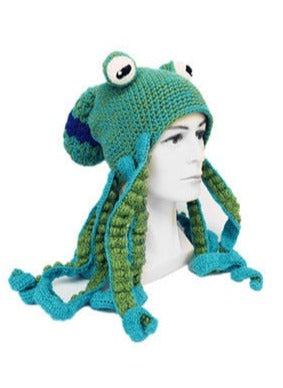TEEK - Octopus Tentacles Hand Weave Knit Hat HAT theteekdotcom blue green One Size 