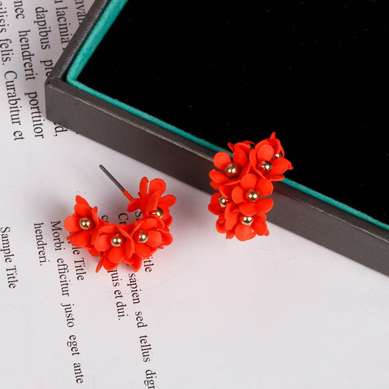 TEEK - Flourish Flower Hoop Earrings JEWELRY theteekdotcom Orange  