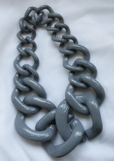 TEEK - Big Acrylic Chunk Chain Necklace JEWELRY theteekdotcom Opaque Grey  