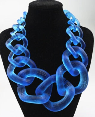 TEEK - Big Acrylic Chunk Chain Necklace JEWELRY theteekdotcom Frosted Blue  