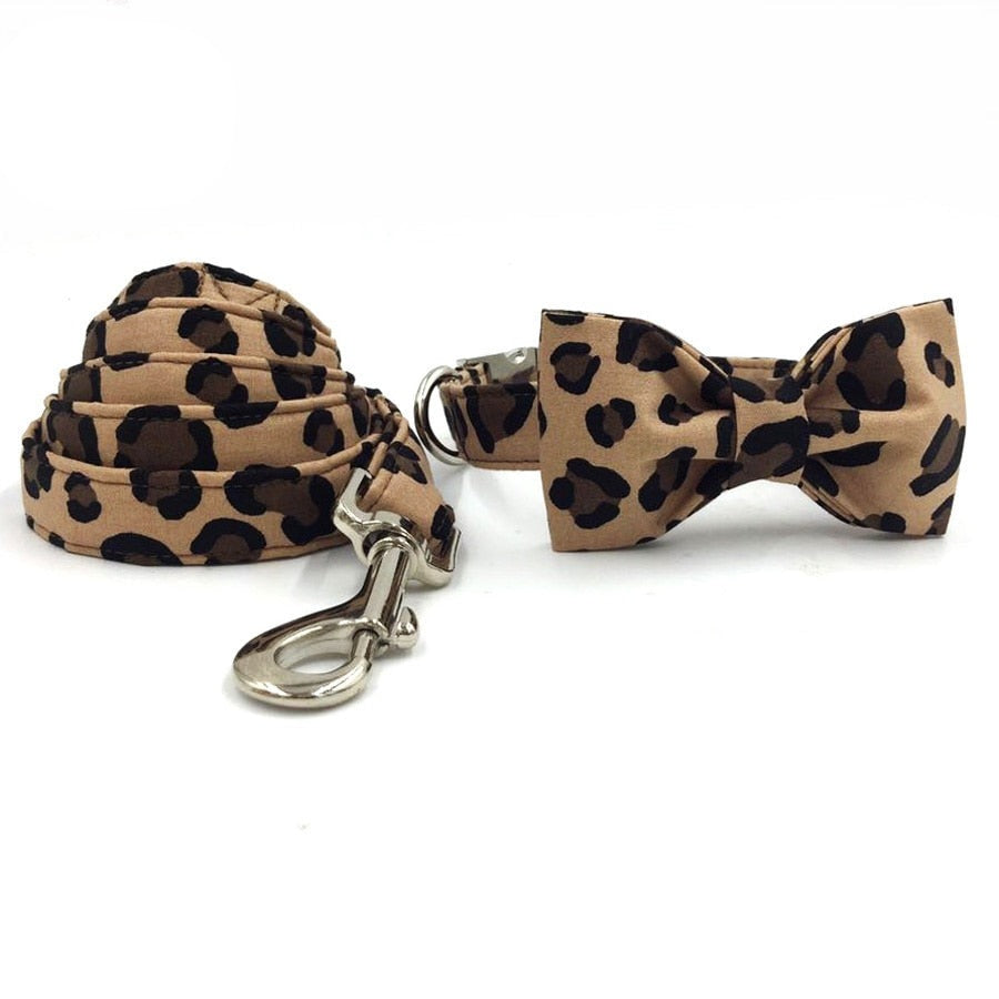 TEEK - Print Dog Collar and Lead Set with Bow Tie PET SUPPLIES theteekdotcom collar bow and leash XS 