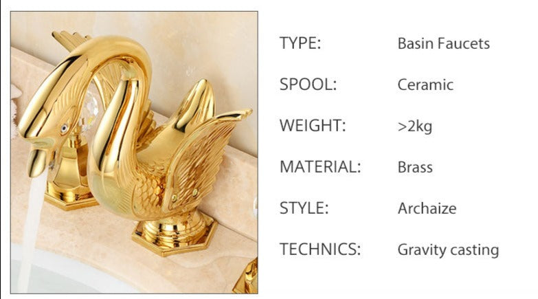 TEEK - Solid Copper Gold Finish Swan Faucet HOME DECOR theteekdotcom   