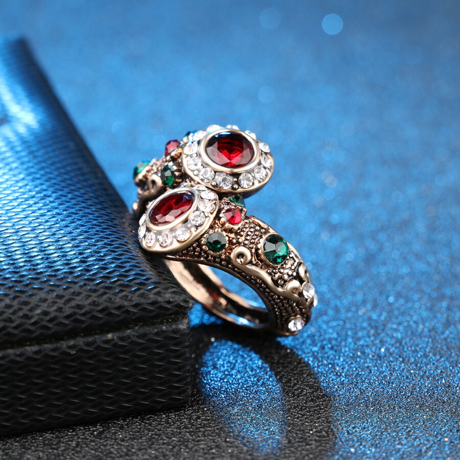 TEEK - Turkish Double Head Red Gem Ring JEWELRY theteekdotcom   