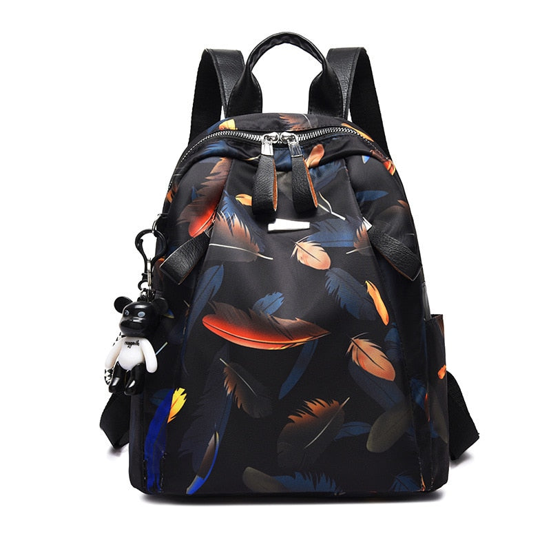 TEEK - Anti-Theft Print Backpacks | Variety Colors BAG theteekdotcom Orange feathers  