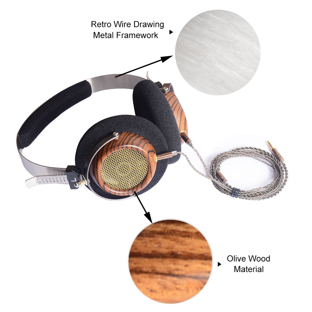TEEK - Semi-Open-Back HIfi Olive Wooden Headphones With 5N EARPHONES theteekdotcom   