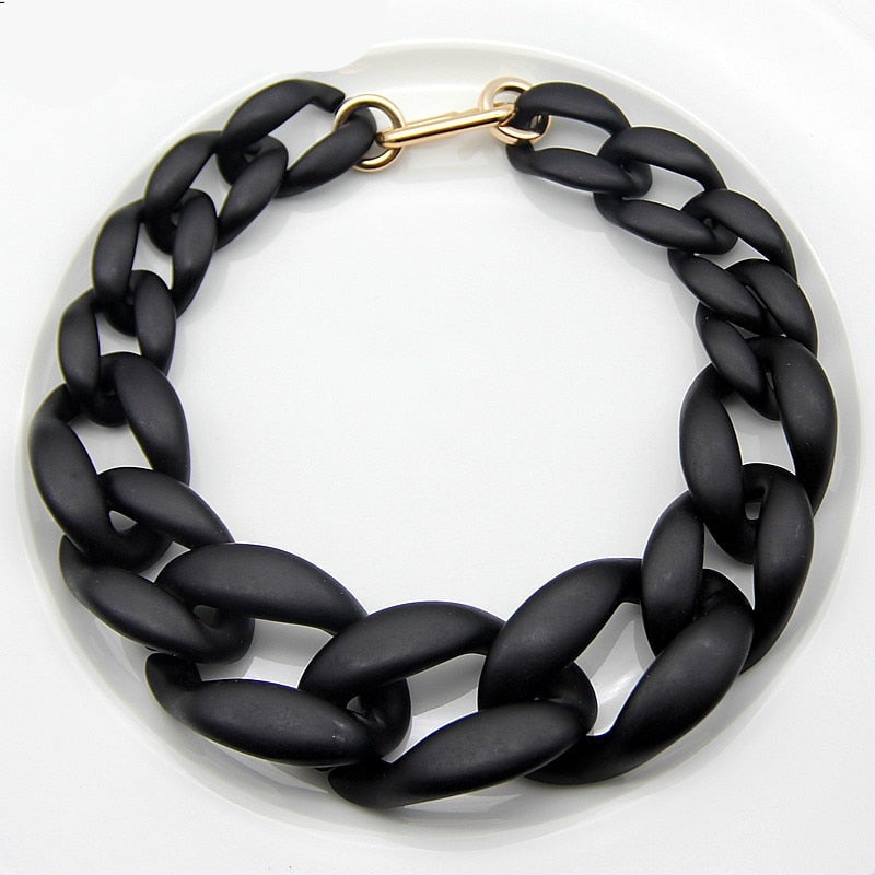 TEEK - Big Beauty Acrylic Chunky Chain Necklace JEWELRY theteekdotcom matte black  