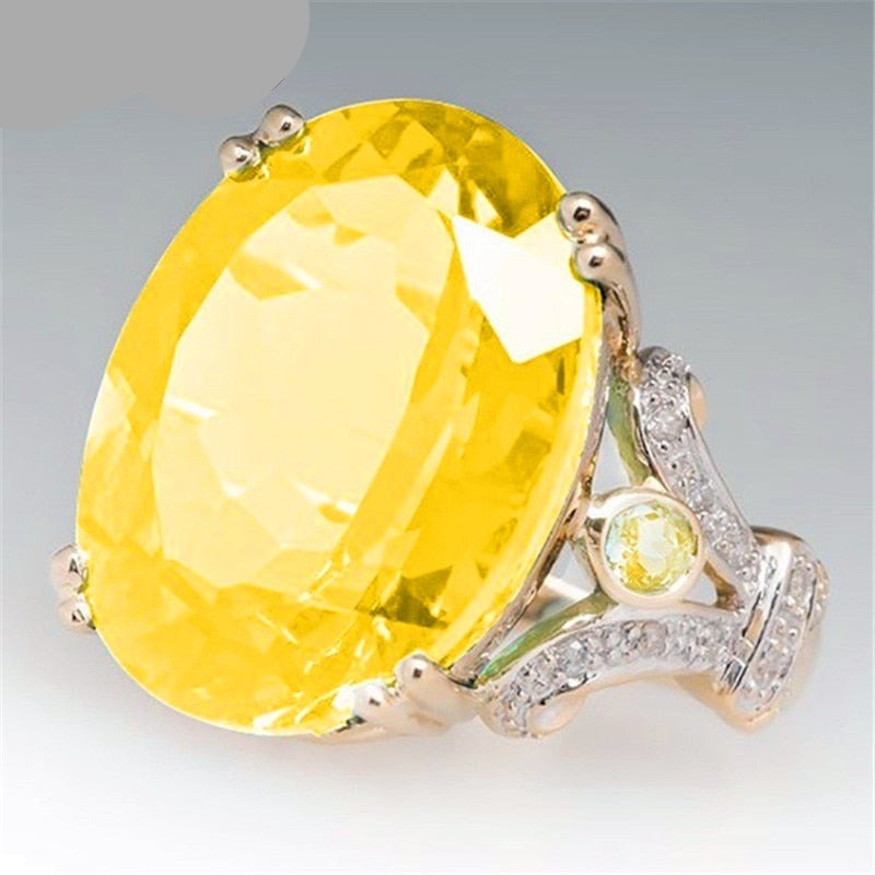 TEEK - Big Oval Jewel Ring JEWELRY theteekdotcom Yellow 6 