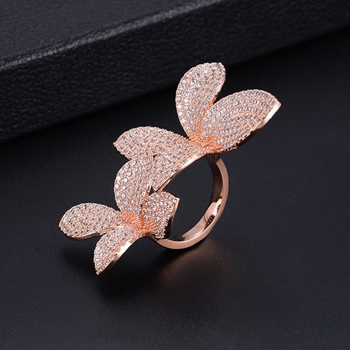 TEEK - Flower Leaf CZ Jewelry JEWELRY theteekdotcom N Rose Gold  