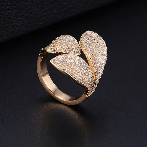 TEEK - Flower Leaf CZ Jewelry JEWELRY theteekdotcom F Gold Ring  