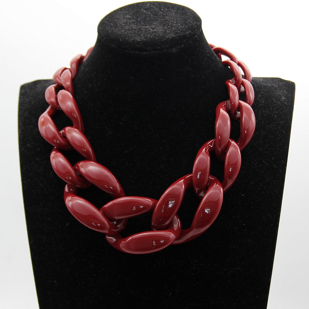 TEEK - Big Beauty Acrylic Chunky Chain Necklace JEWELRY theteekdotcom wine red  