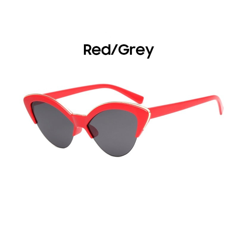 TEEK - Contrast Brow Cat Eye Sunglasses EYEGLASSES theteekdotcom Red Grey  